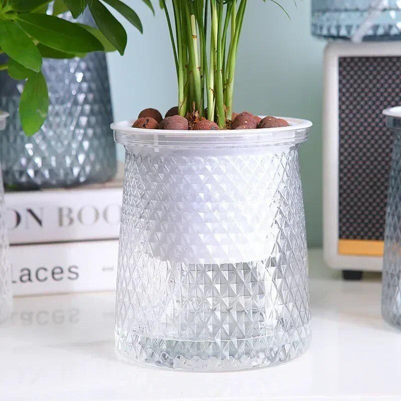 Hydroponic Tower - Maceta de plástico transparente con autorriego,